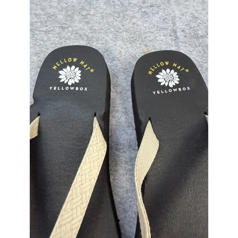 Yellow Box "Mellow Mat" Woven Ivory Wedge Flip Flops Women's size 9M - Picture 2 of 5